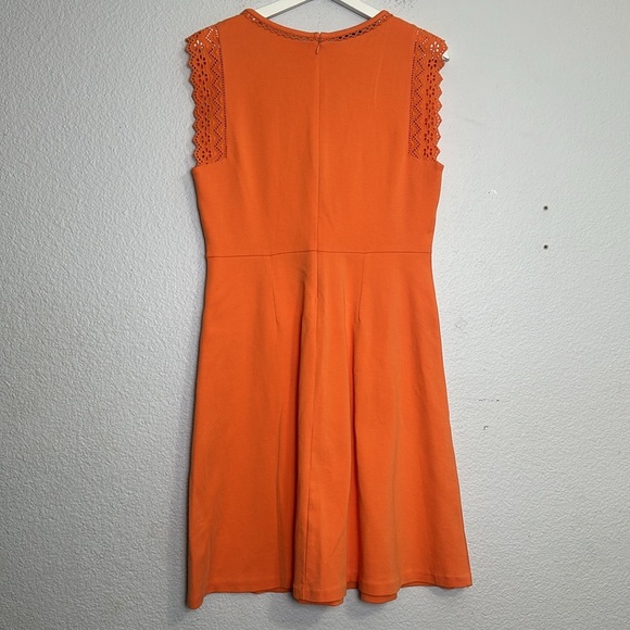Talbots Women’s Size Medium Orange Lace Crochet Cap Sleeves Fit and Flare Dress - Picture 2 of 11